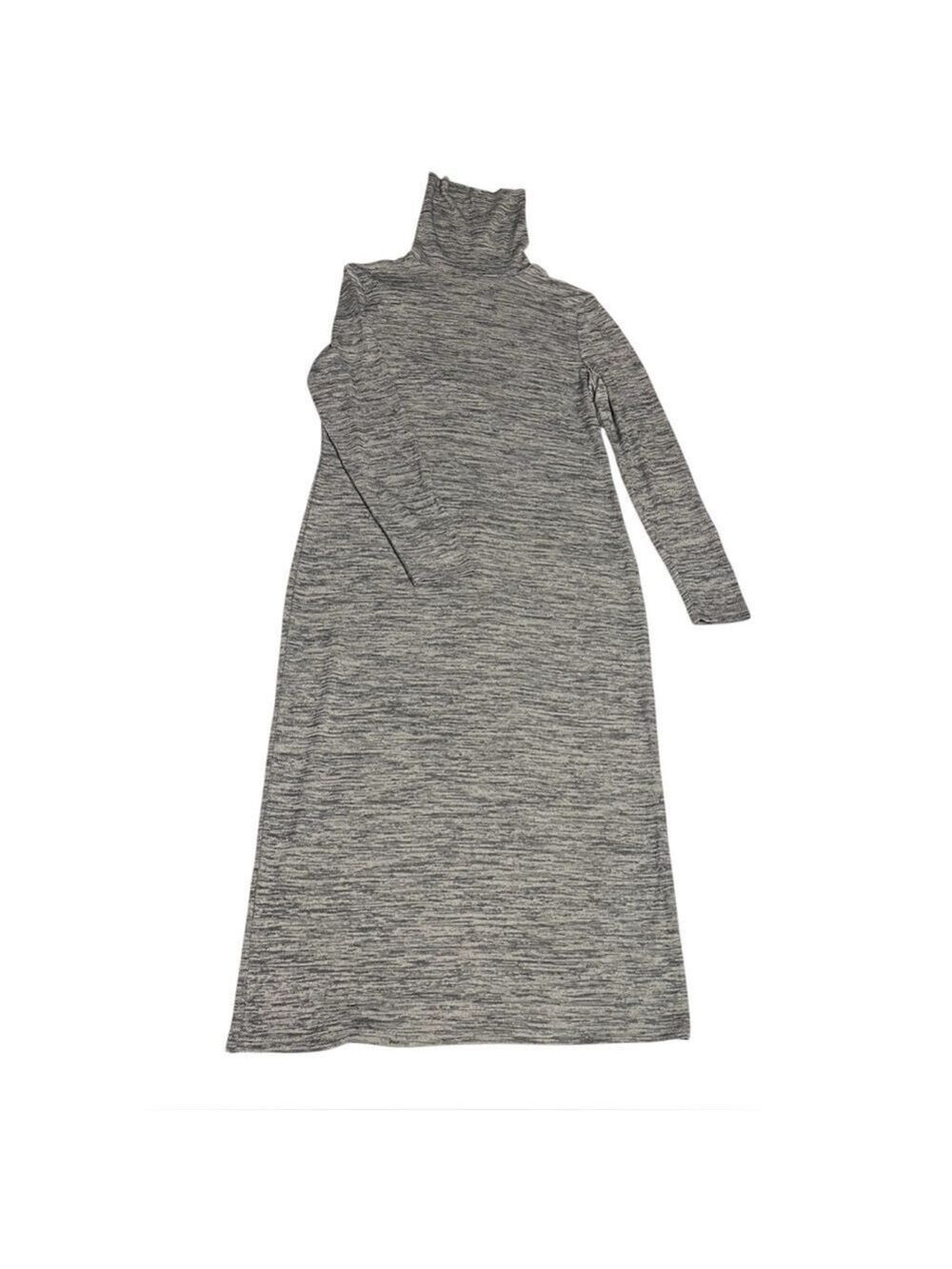 Kensie Turtleneck Midi Sweater Dress Cozy Knit Grey Medium